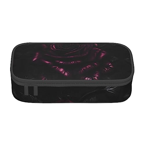 MQGMZ Gothic Rose Print Reißverschluss Große Kapazität Bürobedarf Bleistift Fall Unisex für Organizer Pen Box Pouch von MQGMZ