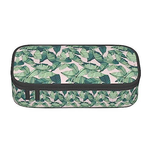 MQGMZ Grüne Palme Blätter rosa Druck Reißverschluss Große Kapazität Bürobedarf Bleistift Fall unisex für Organizer Stift Box Beutel von MQGMZ