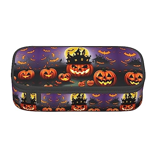 MQGMZ Happy-Halloween-Day-Trick-or-Treat Print Reißverschluss Große Kapazität Bürobedarf Federmäppchen Unisex für Organizer Stiftebox Beutel von MQGMZ