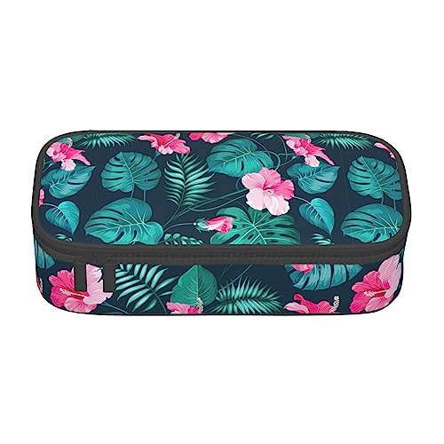 MQGMZ Hawaii Rosa Blumendruck Reißverschluss Große Kapazität Bürobedarf Bleistift Fall Unisex für Organizer Pen Box Pouch von MQGMZ