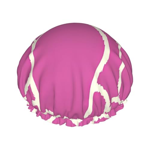 MQGMZ Leichte Duschhaube für Damen, doppellagig, wasserdicht, auffällig, rosa Giraffen-Texturdruck von MQGMZ