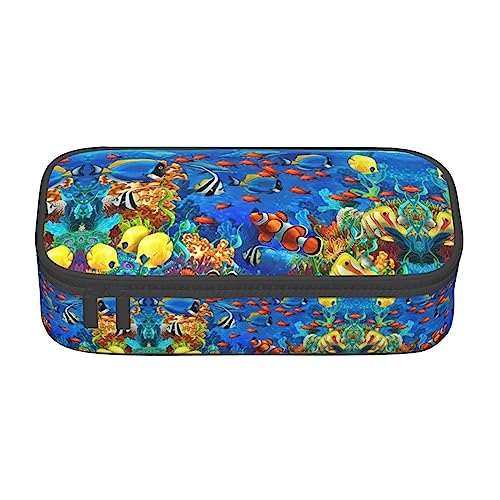 MQGMZ Ocean Tropical Fish Coral Undersea World Print Zipper Big Capacity Office Supplies Pencil Case unisex for Organizer Pen Box Pouch von MQGMZ