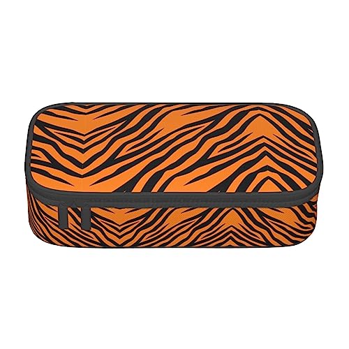 MQGMZ Orange Tiger Leopard Print Reißverschluss Große Kapazität Bürobedarf Bleistift Fall Unisex für Organizer Pen Box Pouch von MQGMZ