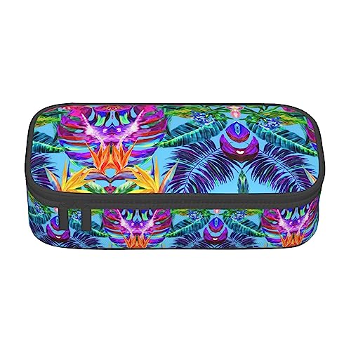 MQGMZ Rosa Blume tropische Pflanze Druck Reißverschluss Große Kapazität Bürobedarf Bleistift Fall Unisex für Organizer Stift Box Beutel von MQGMZ