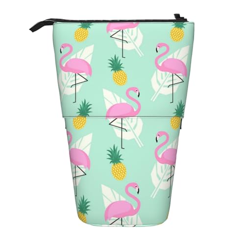 MQGMZ Rosa Flamingo Ananas Druck Stehende Schreibwaren Tasche Fall Große Bleistift Tasche Schreibwaren Stift Tasche Für Teenager Mädchen von MQGMZ