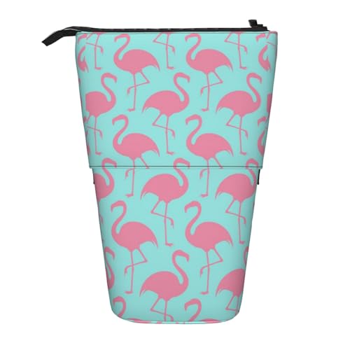 MQGMZ Rosa Flamingo Print Stehende Schreibwaren Tasche Fall Große Bleistift Tasche Schreibwaren Stift Tasche Für Teenager Mädchen von MQGMZ