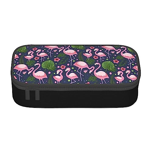 MQGMZ Rosa Flamingo und Blätter Druck Reißverschluss Große Kapazität Bürobedarf Bleistift Fall Unisex für Organizer Pen Box Pouch von MQGMZ