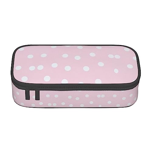 MQGMZ Rosa Polka Dots Print Reißverschluss Große Kapazität Bürobedarf Bleistift Fall Unisex für Organizer Pen Box Pouch von MQGMZ