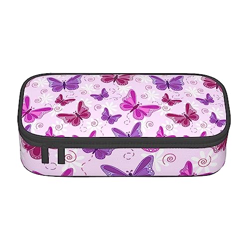 MQGMZ Rosa Schmetterling Druck Reißverschluss Große Kapazität Bürobedarf Bleistift Fall Unisex für Organizer Stift Box Beutel von MQGMZ