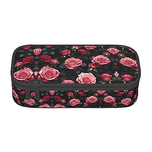 MQGMZ Rose Blume von vielen Drucken Reißverschluss Große Kapazität Bürobedarf Bleistift Fall Unisex für Organizer Stift Box Beutel von MQGMZ