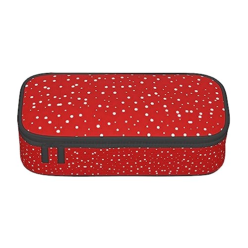 MQGMZ Rot und Weiß Polka Dots Print Reißverschluss Große Kapazität Bürobedarf Bleistift Fall Unisex für Organizer Pen Box Pouch von MQGMZ