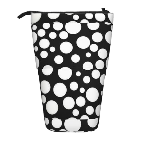 MQGMZ Schwarz Und Weiß Polka Dot Print Stehende Schreibwaren Tasche Fall Große Bleistift Tasche Schreibwaren Stift Tasche Für Teen Mädchen von MQGMZ