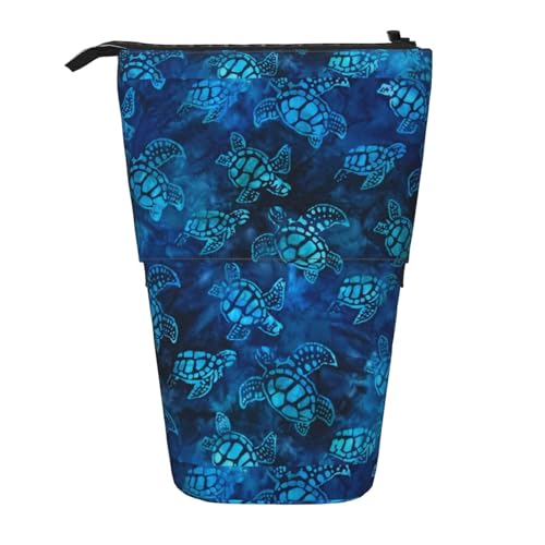 MQGMZ Sea Turtle-Blue Print Standing Stationery Bag Case Large Pencil Pouch Stationery Pen Bag For Teen Girls von MQGMZ