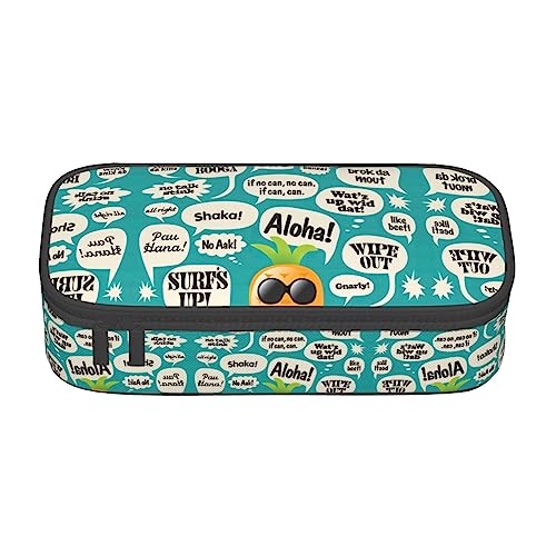 MQGMZ hawaiian slogans Print Zipper Big Capacity Office Supplies Pencil Case unisex for Organizer Pen Box Pouch von MQGMZ