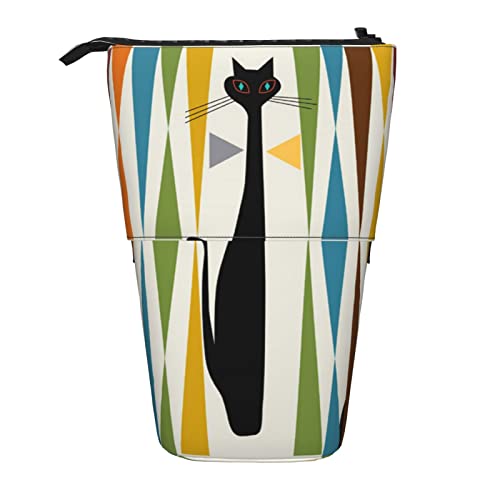 Mid-Century Moderne Kunst Katze Druck Stehende Schreibwaren Tasche Fall Große Bleistift Tasche Schreibwaren Stift Tasche Für Teen Mädchen von MQGMZ