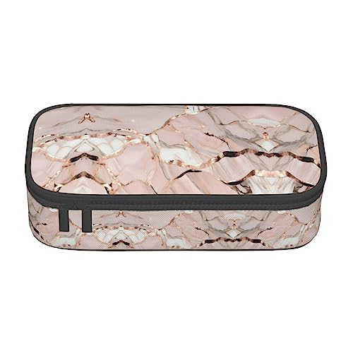 Rose Gold Marmor Druck Reißverschluss Große Kapazität Bürobedarf Bleistift Fall Unisex für Organizer Pen Box Pouch von MQGMZ