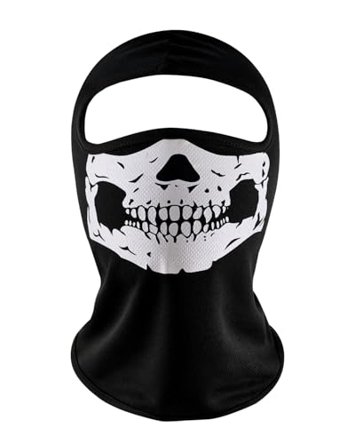 MQLSAERI 1 Stück Ghost Maske Call of Balaclava Call of Duty Sturmhaube Skull Maske Balaclava Geisterschädel Vollgesichtsmaske Skelett Motorrad Skimaske Männer Herren Mütze Halloween Cosplay - Schwarz von MQLSAERI