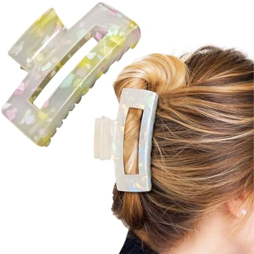 MQLSAERI 1 stück Mittelgroß Gelb Acryl Haarklammer Schöne Haarspange Damen Haarschmuck Kopfschmuck Elegant Haar-Accessoire - 7.4 * 4cm, Lemon von MQLSAERI