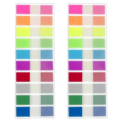 MQLSAERI 2er Pack 360 Stück Haftstreifen, Eschreibbare Klebezettel Haftmarker, Haftnotizen Index Tabs für Seitenmarkierungm, Textstreifen Page Marker, Sticky Notes(9 Farben,44 x 11 mm) von MQLSAERI