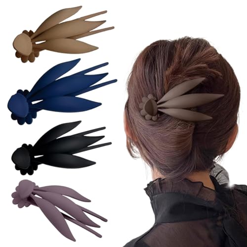 MQLSAERI 4 Stück Entenschnabel Haarspangen Form Des Blattes Haarnadel Haarschmuck Damen Haarklammer Groß Schwarz Für Frauen Mädchen - 4 Farben von MQLSAERI