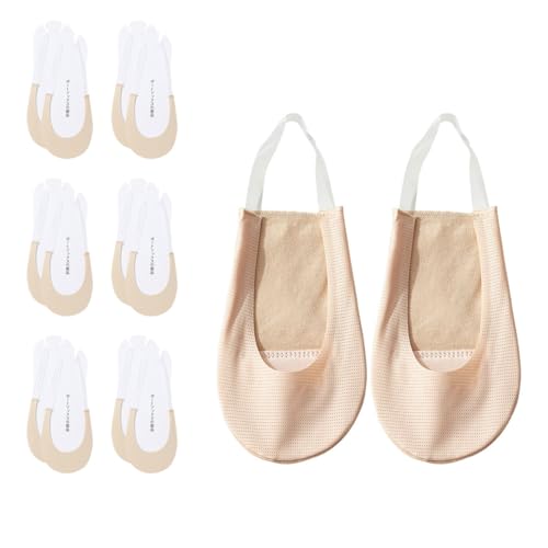 MQLSAERI 6 Paar Damen Füßlinge Socken Zehensockenaus Invisible Baumwolle High Heel Kissen Schuheinlagen - Hautfarbe von MQLSAERI