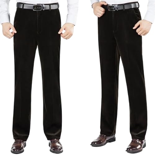 MQMYJSP Fleece Cordhose Herren Winter Plus Fleece Dicke warme Herren Cordhose Lose gerade Hose 21coffee 32 von MQMYJSP