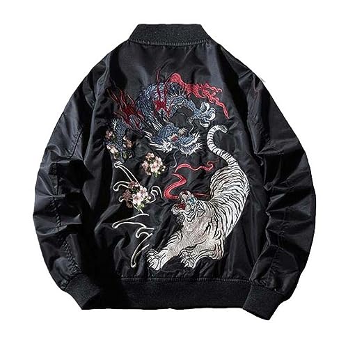 MQMYJSP Herrenjacke Bestickt Sukajan Gepolsterte Baseballjacke Pilot Japan Männlicher Windrunner Ma-1 Frühling Winter Regular thin S von MQMYJSP