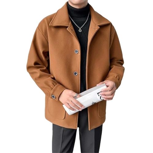 MQMYJSP Winter Dicke Kurze Woll Mantel Männer Warme 3-Farbe Casual Woolen Jacke Herren Koreanische Lose Verdickt Woolen Mantel Männer khaki9 M von MQMYJSP