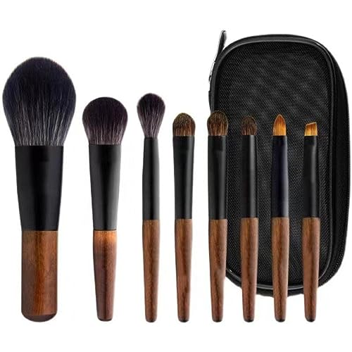 MQPALZKD 8-teiliges Make-up-Pinsel-Set mit Walnuss-Griff, spitz, Mini-Lidschatten-Pinsel von MQPALZKD
