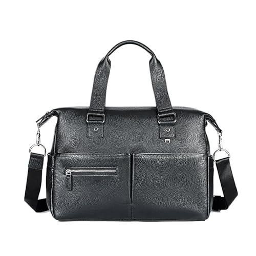 MQPALZKD First Layer Rindsleder Reisetasche Aufbewahrungstasche Tragbare Reisetasche, Svart, 41*29cm von MQPALZKD