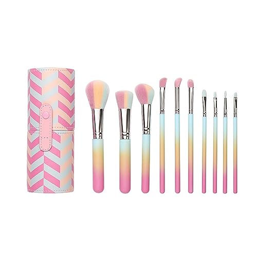 MQPALZKD Make-up-Pinsel-Set mit Farbverlauf, 10-teilig, Lidschatten-Pinsel, Holzgriff, Beauty-Tools, Make-up-Pinsel von MQPALZKD