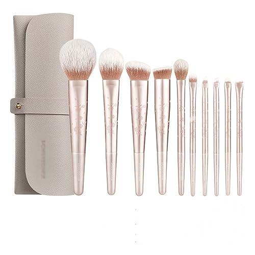 MQPALZKD Make-up-Pinsel-Set mit langen Stäben, Holzgriff, Foundation, Concealer, loses Puder, Lidschatten, Rouge, 10 Stück von MQPALZKD