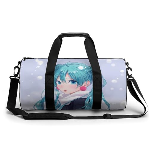 Blaues Anime-Mädchen Sport Duffel Bag Sporttasche Reisetasche Handgepäck Tasche Schwimmtasche Weekender Bag 45x23x23cm von MQPYWLH