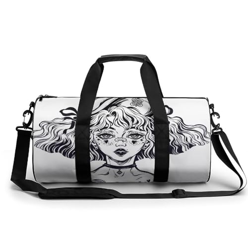 Handgemaltes Mädchen Sport Duffel Bag Sporttasche Reisetasche Handgepäck Tasche Schwimmtasche Weekender Bag 45x23x23cm von MQPYWLH