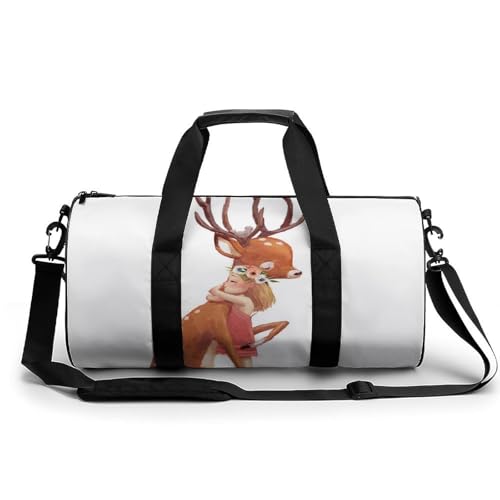 Hübsches Mädchen REH Sport Duffel Bag Sporttasche Reisetasche Handgepäck Tasche Schwimmtasche Weekender Bag 45x23x23cm von MQPYWLH