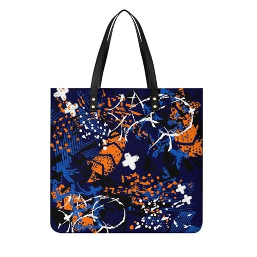 MQPYWLH Abstraktes Blau Damen Shopper Handtasche Umhängetasche Schultertasche Für Büro Schule Einkauf 39x39cm von MQPYWLH