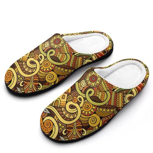 MQPYWLH Abstraktes Gelb Hausschuhe Damen Warme Kunstwolle Memory Foam Slippers Rutschfeste Pantoffeln von MQPYWLH