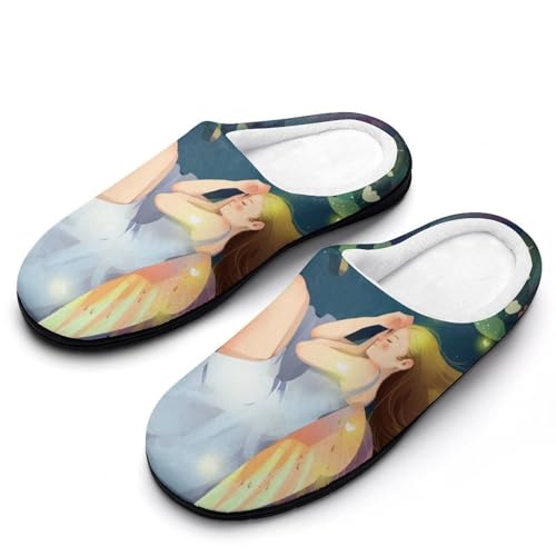 MQPYWLH Anime-Mädchen Hausschuhe Damen Warme Kunstwolle Memory Foam Slippers Rutschfeste Pantoffeln von MQPYWLH