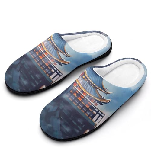 MQPYWLH Antiker Tempel Hausschuhe Damen Warme Kunstwolle Memory Foam Slippers Rutschfeste Pantoffeln MQPYWLH Antiker Tempel Hausschuhe Damen Warme Kunstwolle Memory Foam Slippers Rutschfeste Pantoffeln von MQPYWLH