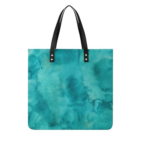 MQPYWLH Blaue Aquarellfarbe Damen Shopper Handtasche Umhängetasche Schultertasche Für Büro Schule Einkauf 39x39cm von MQPYWLH