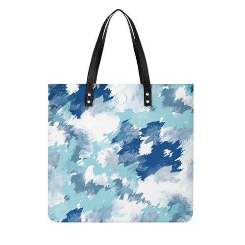 MQPYWLH Blaue Aquarellfarbe Damen Shopper Handtasche Umhängetasche Schultertasche Für Büro Schule Einkauf 39x39cm von MQPYWLH