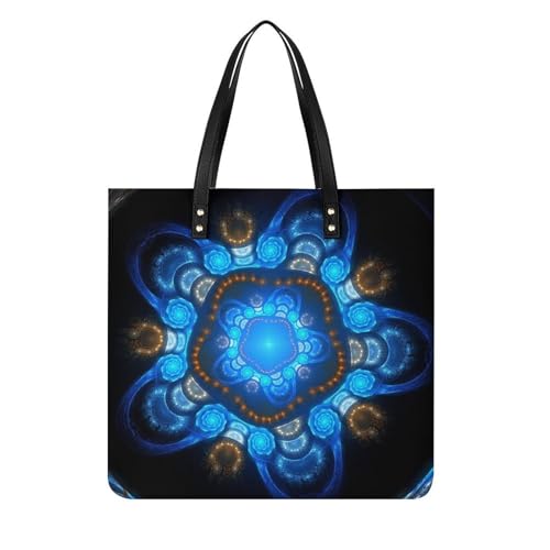 MQPYWLH Blaue Kunst Damen Shopper Handtasche Umhängetasche Schultertasche Für Büro Schule Einkauf 39x39cm von MQPYWLH