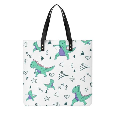 MQPYWLH Blauer Dinosaurier Damen Shopper Handtasche Umhängetasche Schultertasche Für Büro Schule Einkauf 39x39cm von MQPYWLH
