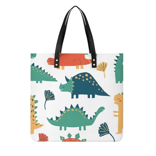 MQPYWLH Blauer Dinosaurier Damen Shopper Handtasche Umhängetasche Schultertasche Für Büro Schule Einkauf 39x39cm von MQPYWLH