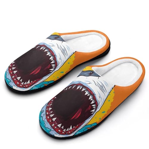 MQPYWLH Blauer Hai Hausschuhe Damen Warme Kunstwolle Memory Foam Slippers Rutschfeste Pantoffeln von MQPYWLH