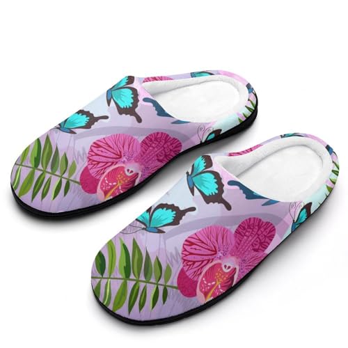 MQPYWLH Blauer Schmetterling Hausschuhe Damen Warme Kunstwolle Memory Foam Slippers Rutschfeste Pantoffeln MQPYWLH Blauer Schmetterling Hausschuhe Damen Warme Kunstwolle Memory Foam Slippers Rutschfeste Pantoffeln von MQPYWLH