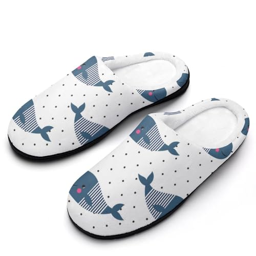 MQPYWLH Blauer Wal Hausschuhe Damen Warme Kunstwolle Memory Foam Slippers Rutschfeste Pantoffeln von MQPYWLH