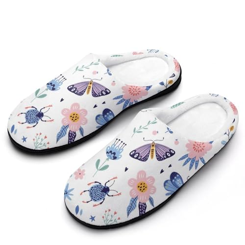 MQPYWLH Blumen Schmetterling Hausschuhe Damen Warme Kunstwolle Memory Foam Slippers Rutschfeste Pantoffeln MQPYWLH Blumen Schmetterling Hausschuhe Damen Warme Kunstwolle Memory Foam Slippers Rutschfeste Pantoffeln von MQPYWLH