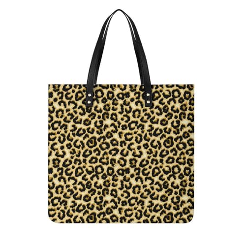 MQPYWLH Brauner Leopard Damen Shopper Handtasche Umhängetasche Schultertasche Für Büro Schule Einkauf 39x39cm von MQPYWLH