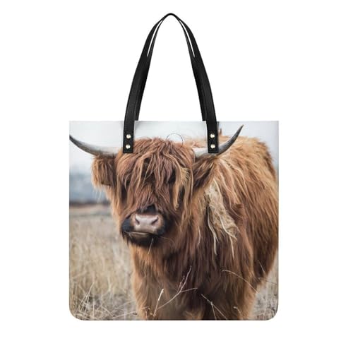 MQPYWLH Braunes Rind Damen Shopper Handtasche Umhängetasche Schultertasche Für Büro Schule Einkauf 39x39cm von MQPYWLH